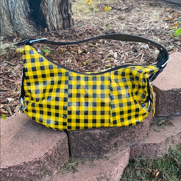 yellow plaid purse